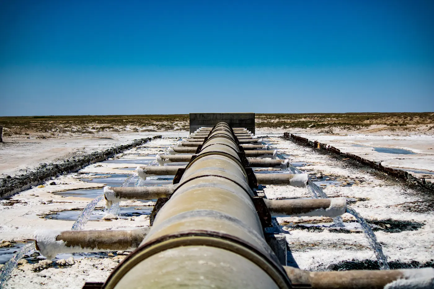 Pipeline running across open ground